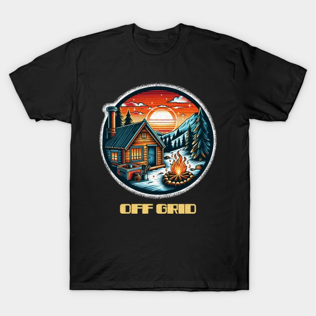 Off grid snow cabin T-Shirt by Tofuvanman